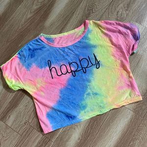 Rainbow Print Cropped Top