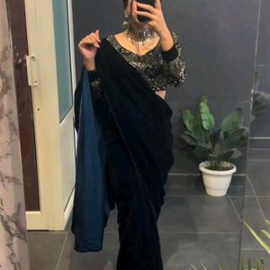 Supper Attractive Black Velvet Saree