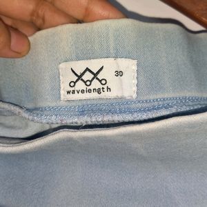 Light Blue Jeans/jeggings | Price: 290 Coins/ 100 Rupees | Brand: Wavelength | Size: 30 | Slight Mark Of Adhesive On Left Back Area | Zip And Button In Perfect Condition | Checkout My Profile For More