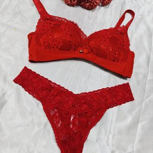 Sexy  ♥️ Red Bra Penty Set For Bride