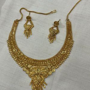 Gold Polish necklace Set With Earrings