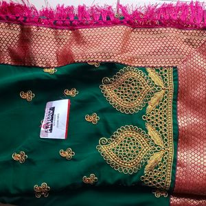 Green Orange Combo Pack Saree