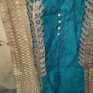 Turquoise Blue And Golden  Totally New Kurta