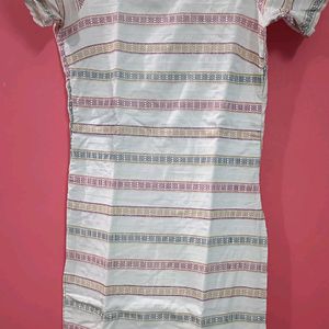 White Round Neck Yarn dyed Kurta