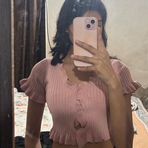 cute korean pink top for women