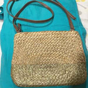 Gold N Straw Coloured Sling Bag