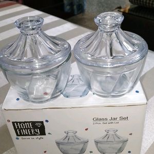 Glass Jar Set 2 Pcs.set With Lid