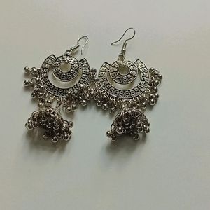 Silver Jhumka Type Earrings