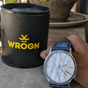 WROGN Men White Dial & Blue Leather Watch