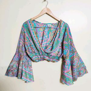 Multicolour Silk Crop Top Size-36-38