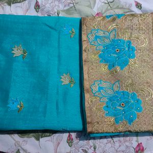 Sky Colour Gorgette Saree