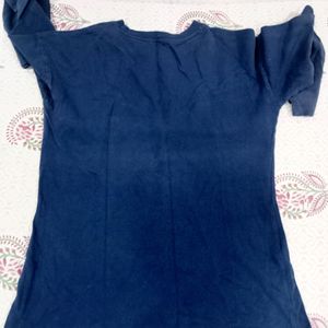 Beautiful Navy Blue Full Sleeves T Shirt