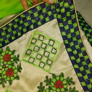 Green Colour Saree With Blouse