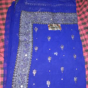 Navy blue saree with blouse and peticot