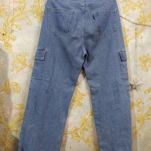 Wide Leg Cargo Denim Jeans For Women