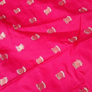 Saree Mall Banarsi Silk Zari Pink Suit Fabric