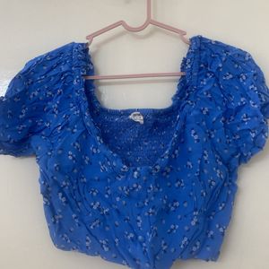 Blue Women Crop Top