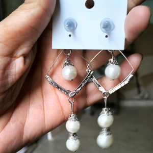 Party Wear White Earring