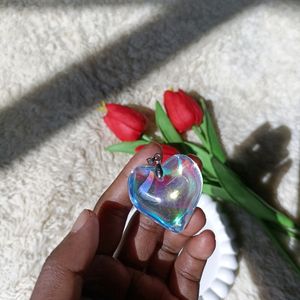 Rainbow Chunky Glass Heart Pendant Charms ❤