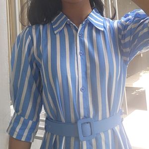 Alamode Label Blue Striped Dress