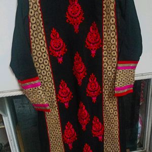 Red And Black Kurta Pant Set.. With Dupatta..