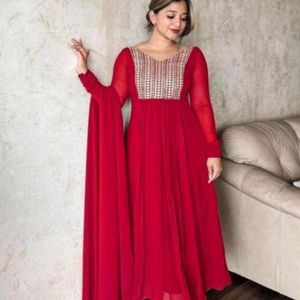 Red Gown With Duppta