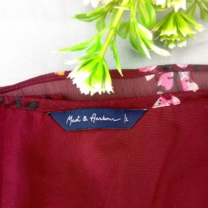 Burgundy Tiered Dress By (Mast & Harbour)🛍️🌷