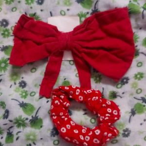 Handmade Scrunchie And Bow Combo