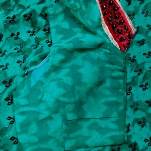 Net Green Saree