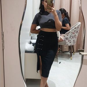 Slit Long Pencil Skirt