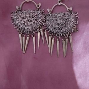 Ring Bun Decorated Pins Metal Earring