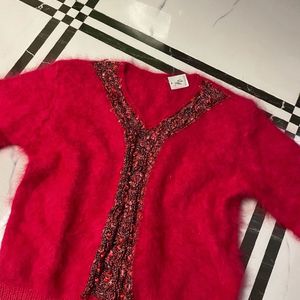 Cute Red Furr Sweater