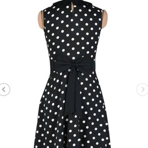 Black Poly Crepe Polka Dots Print Dress(For Women)