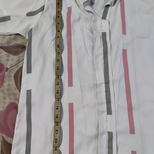 White shirt with Pink & Grey strips