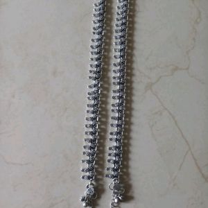 Silver Oxidised Anklet For Women's - 2