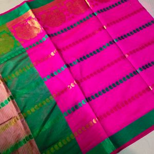 Beautiful Rose Colour Cotton Silk Saree