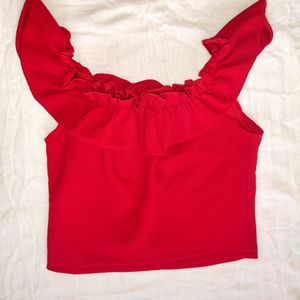 Red Off Shoulder Crop Top