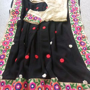 Party Wear Black Saree