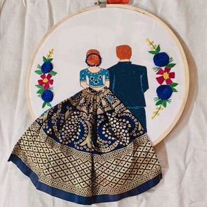 Couple Embroidery Wooden Hoop