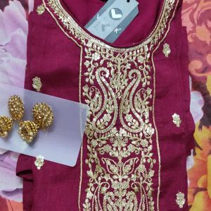 Combo Kundan Jhumka With Ensembled Kurti