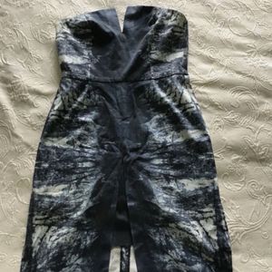 Bustier  Lycra Denim Abstract Print Bodycon