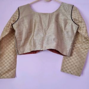 39. Golden Ethnic Lace Crop Top