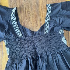 Black Mini Dress With Embroidery