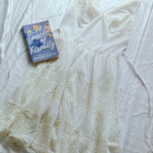 White V-NECK Lingerie Lace Dress