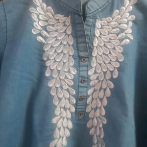 Denim Embroidery Kurta