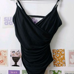 Stylish Black Swimsuit With Silver Buckles