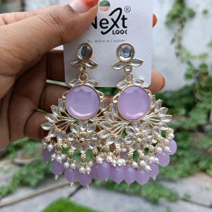 Kundan Purple Colour Earring