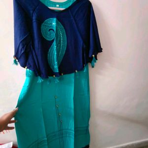 Cyan Kurti With Cape