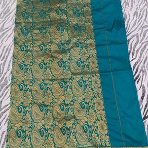 green colour gold shining saree