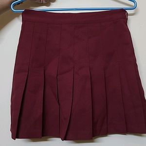 Korean Imported Pleated Tennis Mini Skirt Maroon